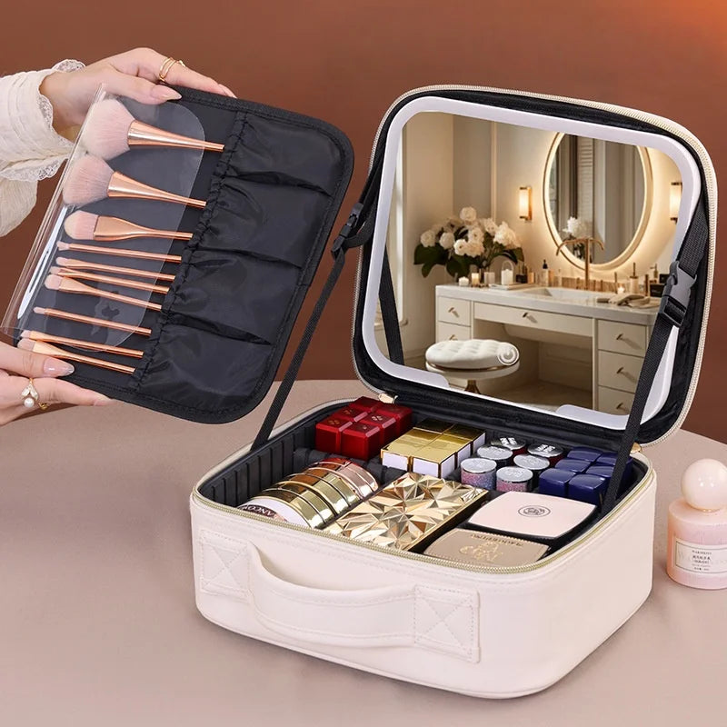 Premium LED Makeup Case with Mirror – Portable Lighted Cosmetic Travel Organizer