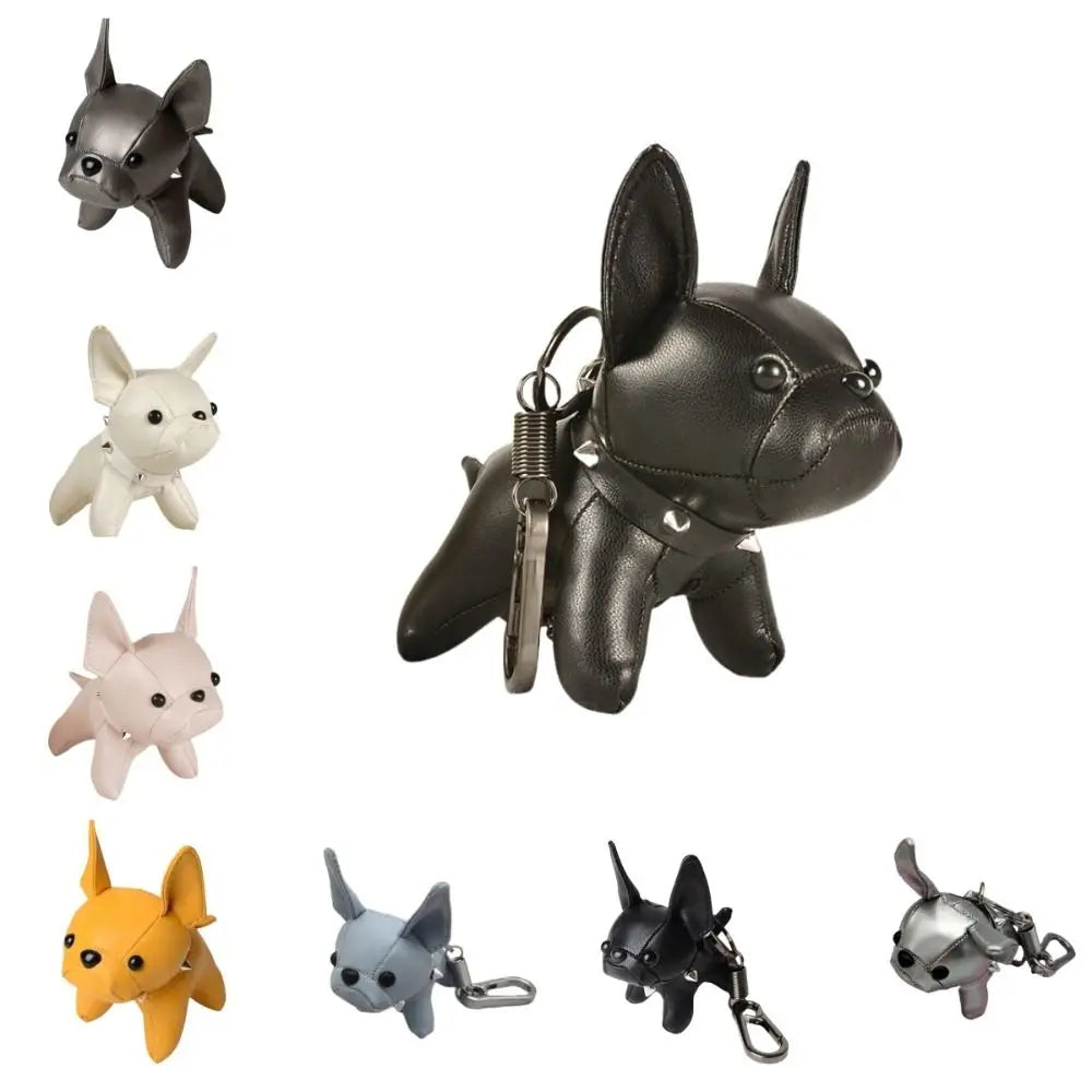 Kawaii French Bulldog Leather Keychain – Cute Chubby Dog Bag Charm (10cm & 14cm)