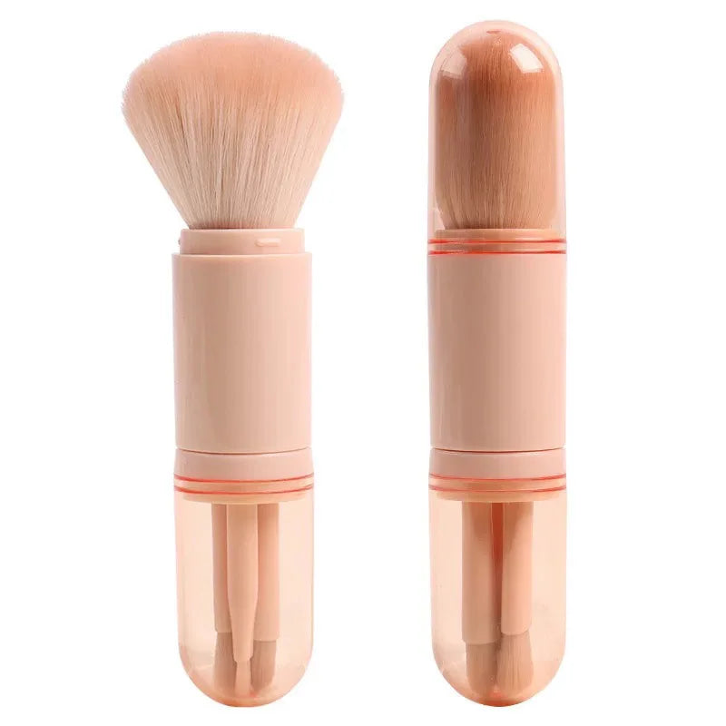 4-in-1 Telescopic Makeup Brush Set - Portable Travel Mini Brushes