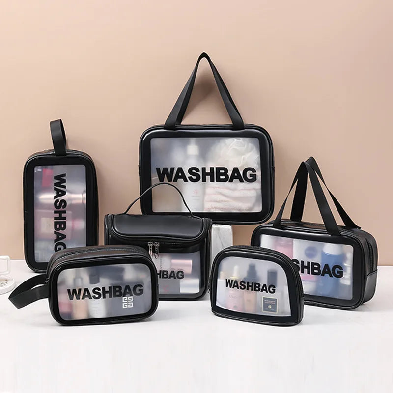 Portable Travel Wash Bag – Transparent Waterproof Makeup & Toiletry Organizer