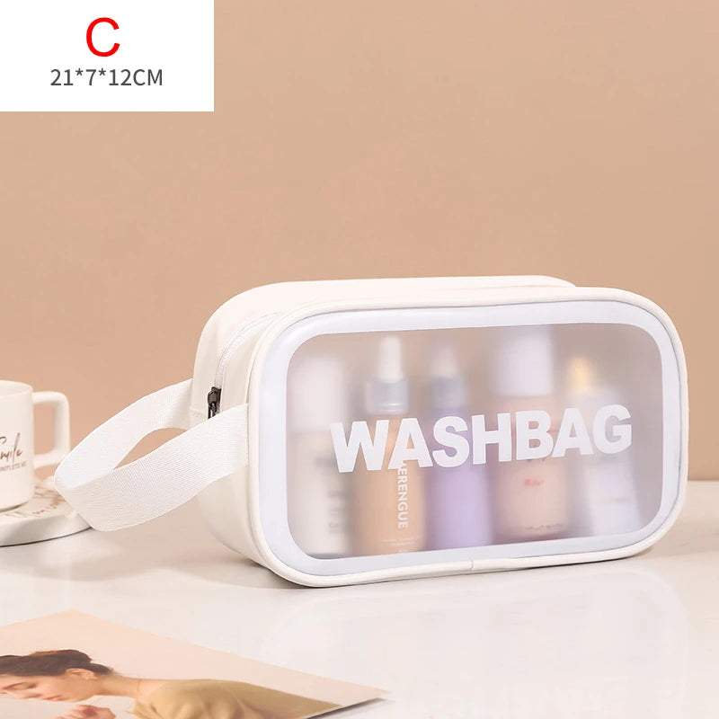 Portable Travel Wash Bag – Transparent Waterproof Makeup & Toiletry Organizer