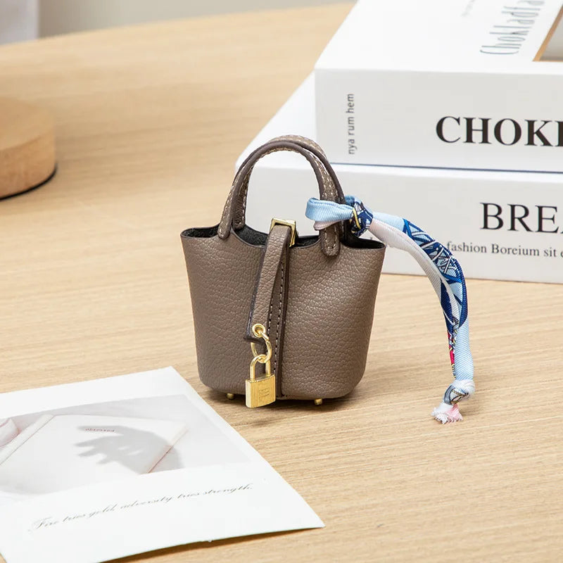 Mini House Leather Small Bag – Portable Handheld & Wrist Rope Mini Wallet for Earbuds, Keys & Essentials