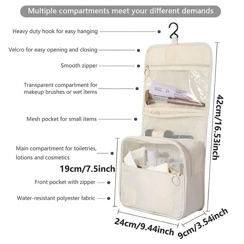 Mini Travel Makeup Bag – Waterproof Organizer with Hook