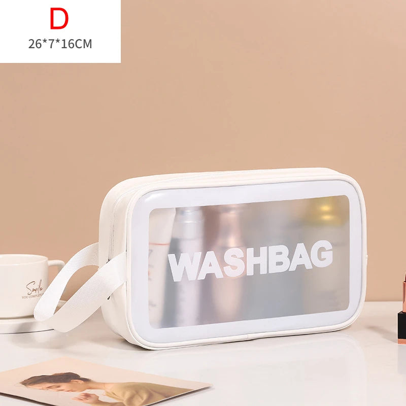 Portable Travel Wash Bag – Transparent Waterproof Makeup & Toiletry Organizer