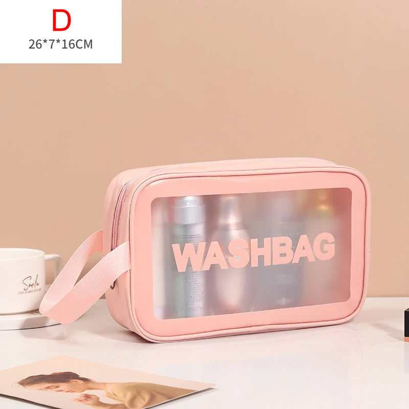 Portable Travel Wash Bag – Transparent Waterproof Makeup & Toiletry Organizer