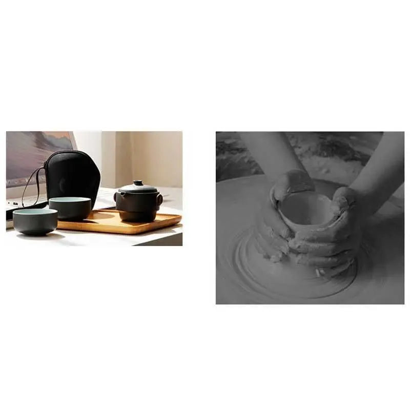 Japanese‑Style Ceramic Teapot Lid Bowl Teacup – Handmade Travel Tea Set