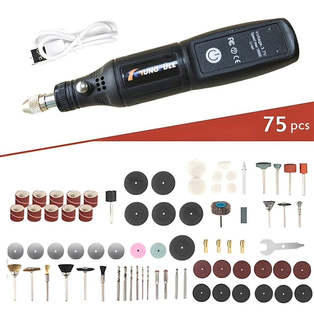 Mini Electric Drill – USB Wireless Handheld Rotary Tool for Wood, Jewellery, Metal, Glass & Nails