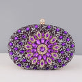 Flower Rhinestone Oval Clutch Purse – Sparkling Acrylic Evening Bag with Detatchable Chain