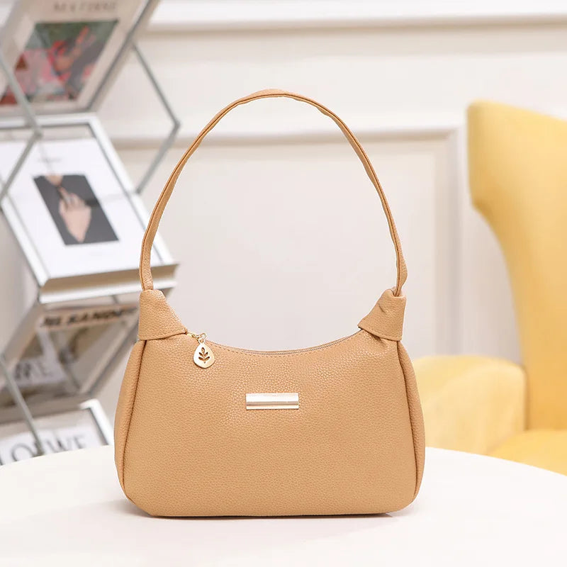 Sweet & Simple Lychee‑Texture Shoulder Bag – Korean‑Style Minimal Armpit Bag