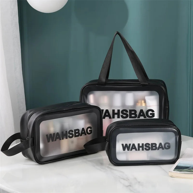 Portable Travel Wash Bag – Transparent Waterproof Makeup & Toiletry Organizer