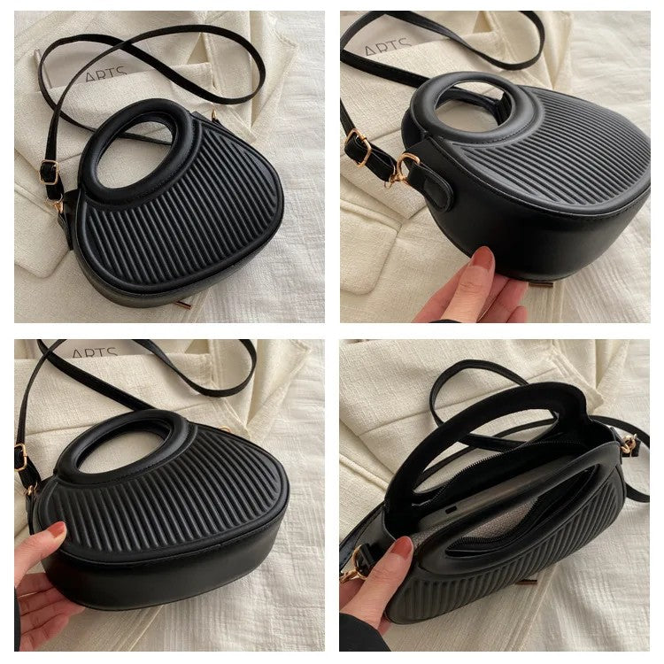 Chic Mini Half‑Moon Handbag – Stylish Round Handle Purse with Adjustable Crossbody Strap