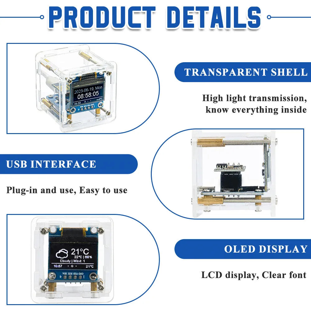 Mini DIY Weather Clock Kit – WiFi Soldering Project