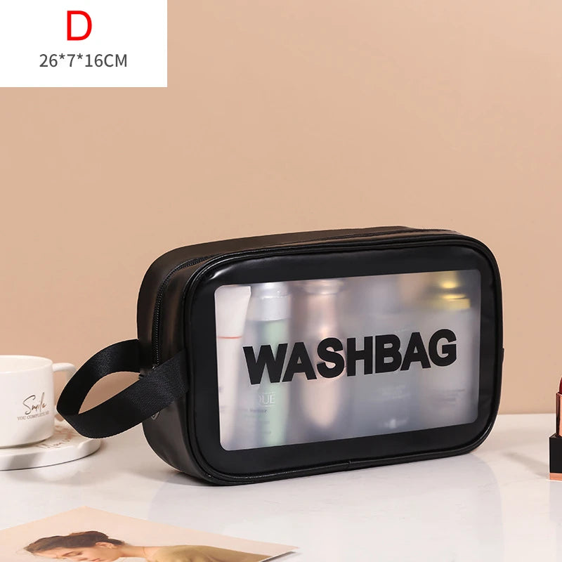 Portable Travel Wash Bag – Transparent Waterproof Makeup & Toiletry Organizer