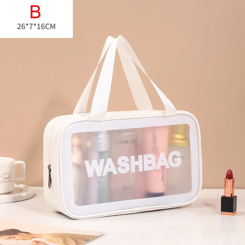Portable Travel Wash Bag – Transparent Waterproof Makeup & Toiletry Organizer