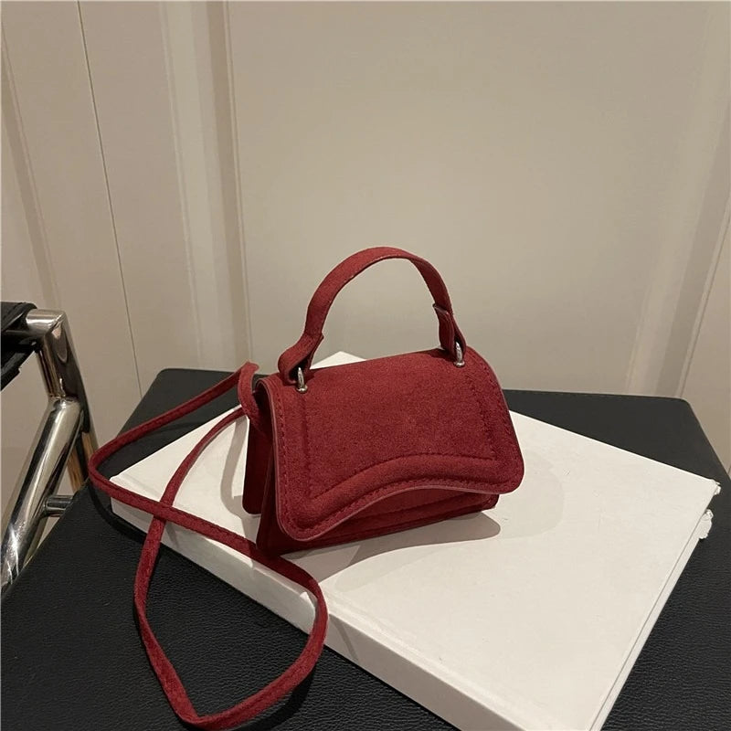 Mini Suede Crossbody Bag for Women – Soft Autumn/Winter Shoulder Handbag (Lightweight, High‑Quality Small Purse)