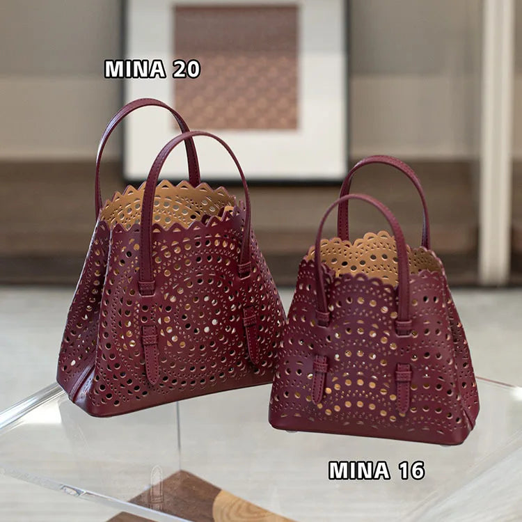 Artisan Hollow‑Cut Leather Bag – Modern Minimalist Everyday Carry 3 Sizes 10 Colours