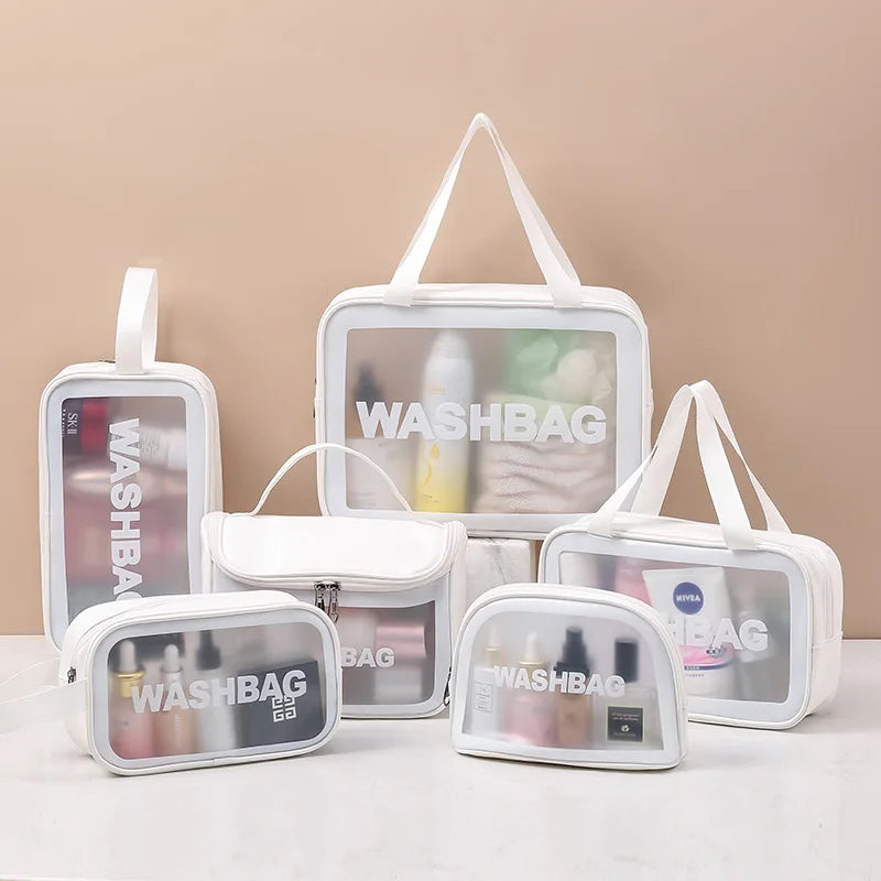 Portable Travel Wash Bag – Transparent Waterproof Makeup & Toiletry Organizer