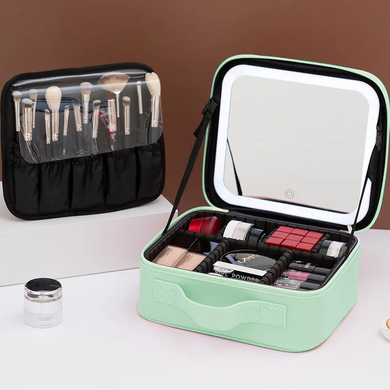 Premium LED Makeup Case with Mirror – Portable Lighted Cosmetic Travel Organizer