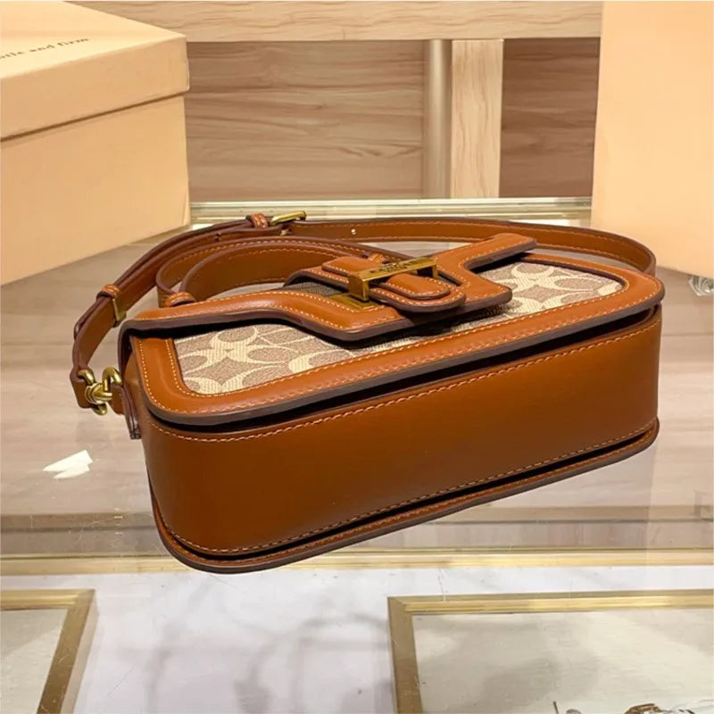 Light Luxury Contrasting‑Color Saddle Bag – 2025 High‑End Fashion Shoulder & Crossbody