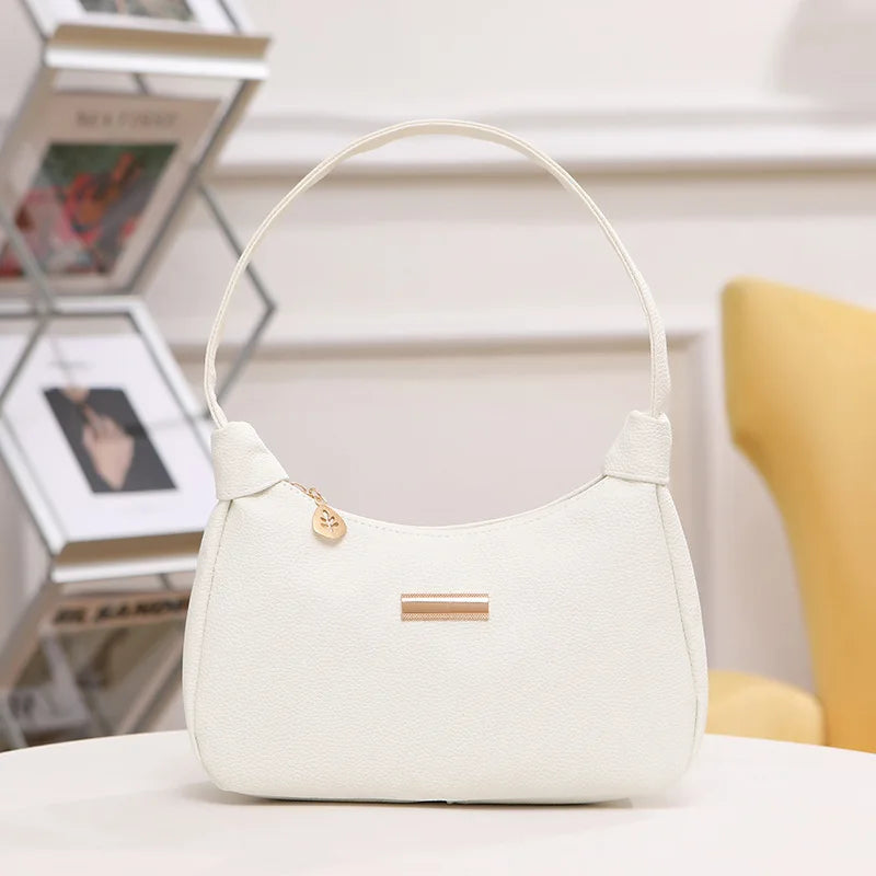 Sweet & Simple Lychee‑Texture Shoulder Bag – Korean‑Style Minimal Armpit Bag