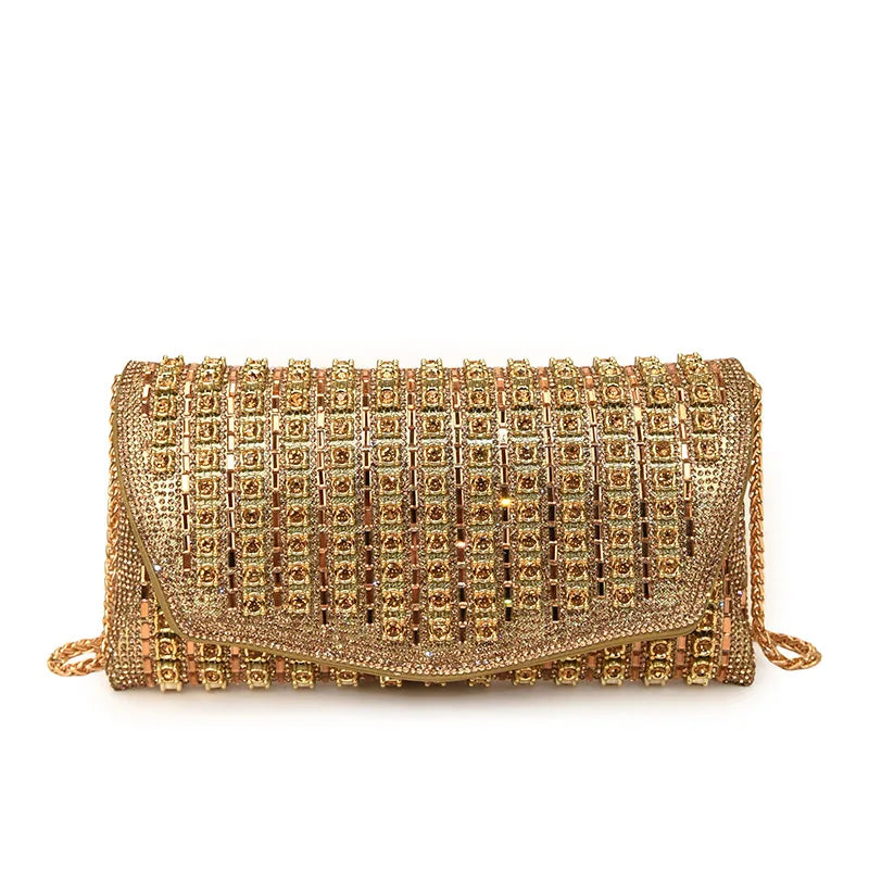 Diamond Shoulder Bag – Luxury Metallic Designer Crossbody for Parties & Glam Fashion
