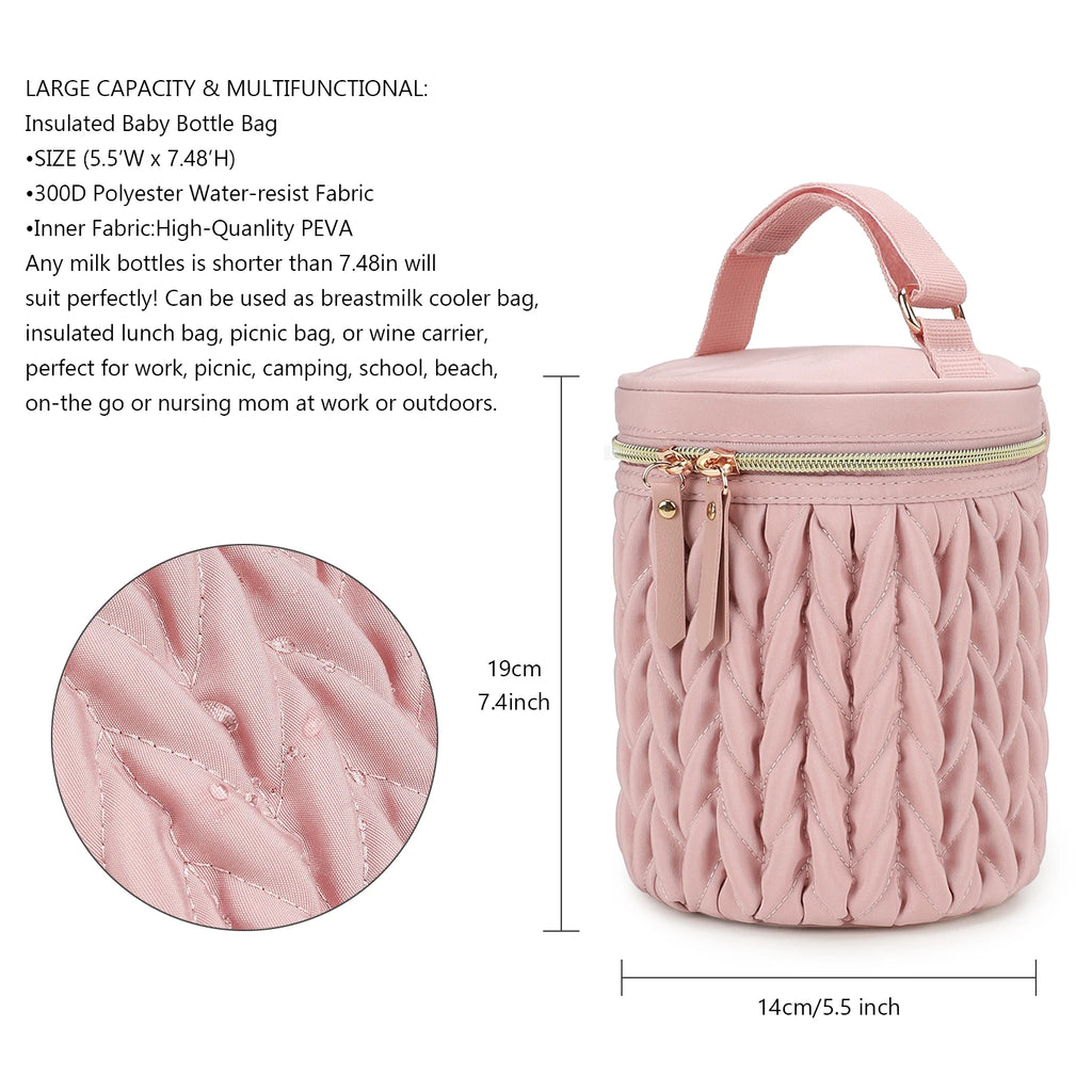 Multi‑Functional Baby Milk Cooler Bag – Waterproof Insulated Stroller Hanging Meal Bag (Fabric, Zipper Closure)