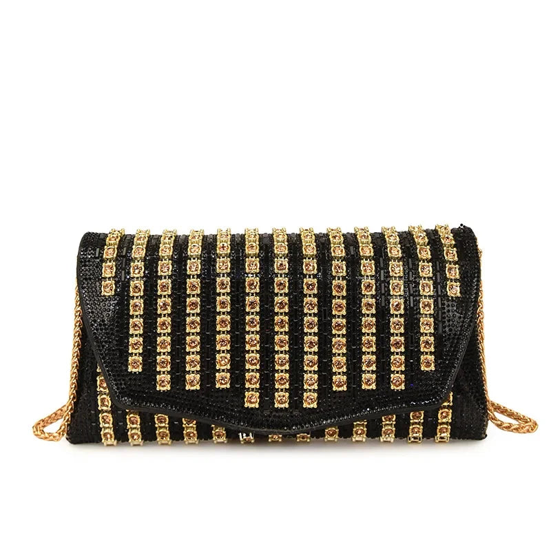 Diamond Shoulder Bag – Luxury Metallic Designer Crossbody for Parties & Glam Fashion
