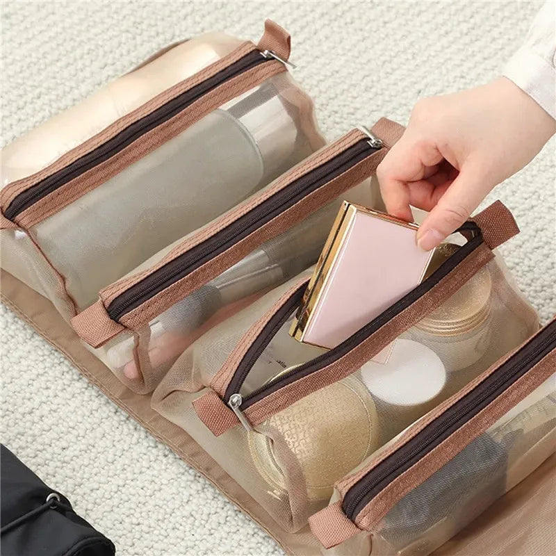 4‑in‑1 Detachable Cosmetic Bag – Portable Folding Makeup & Toiletry Organizer