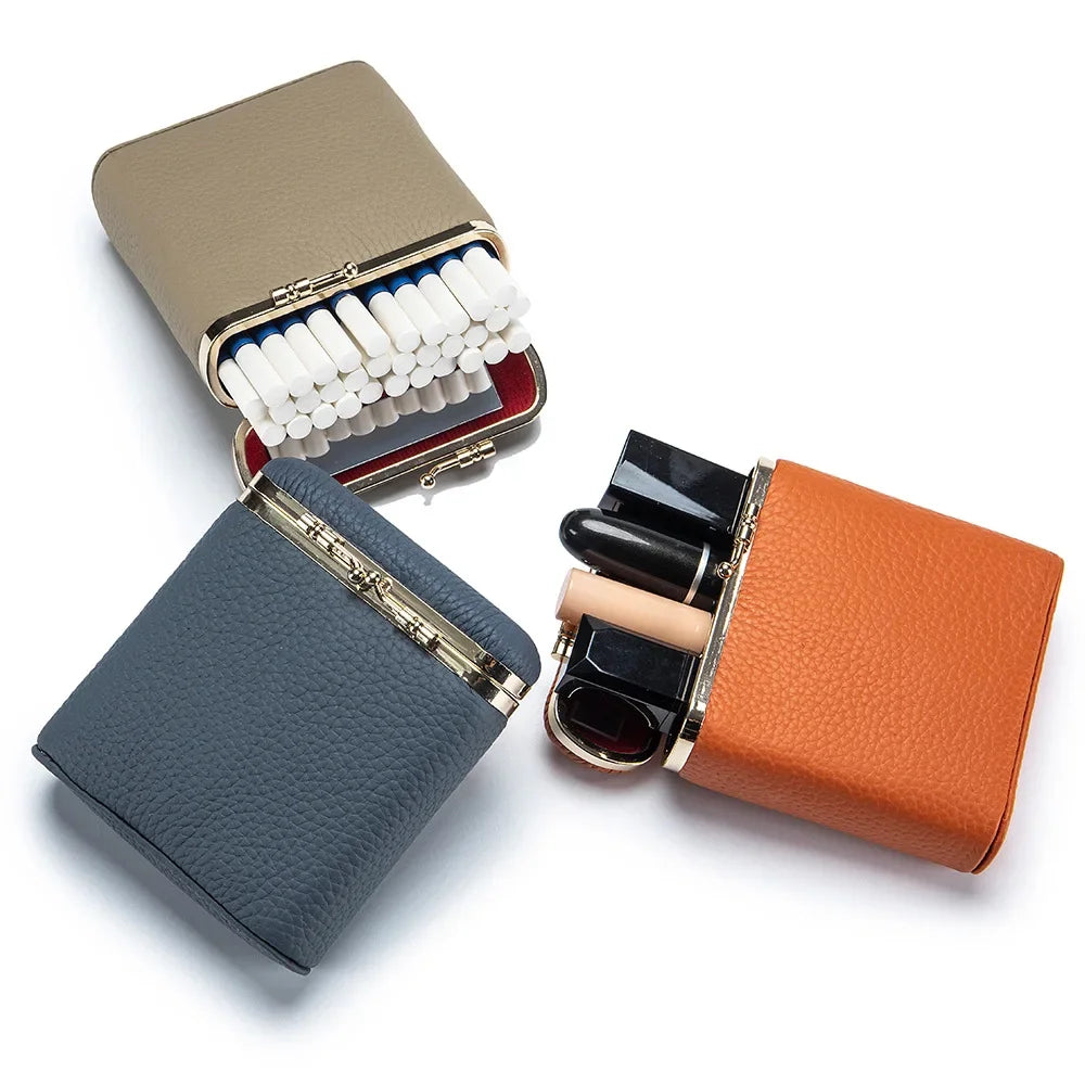 Mini Leather Makeup Case with Built‑In Mirror – Portable Lipstick & Cosmetic Storage