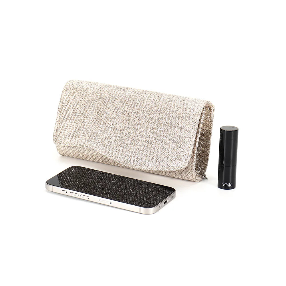 Glitter Fold Handbag – Shiny Envelope Evening Clutch with Chain