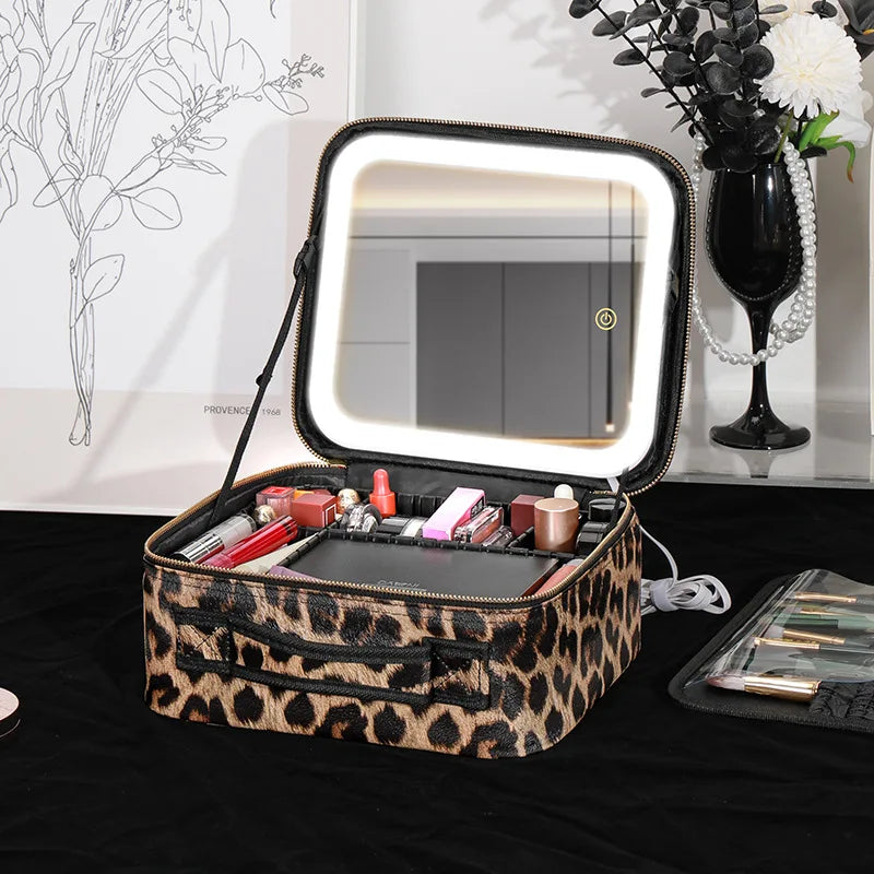 Premium LED Makeup Case with Mirror – Portable Lighted Cosmetic Travel Organizer