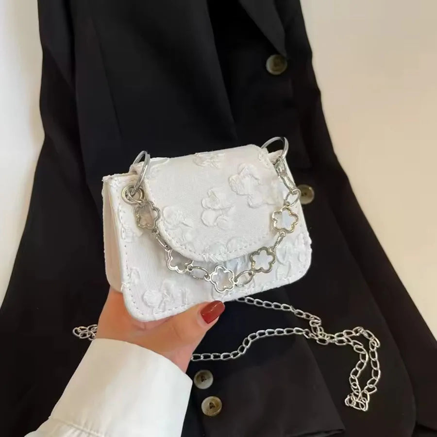 Trendy Retro Mini Handbag for Women – Simple Chain Red Envelope Crossbody Bag (Nylon, Flap Pocket)