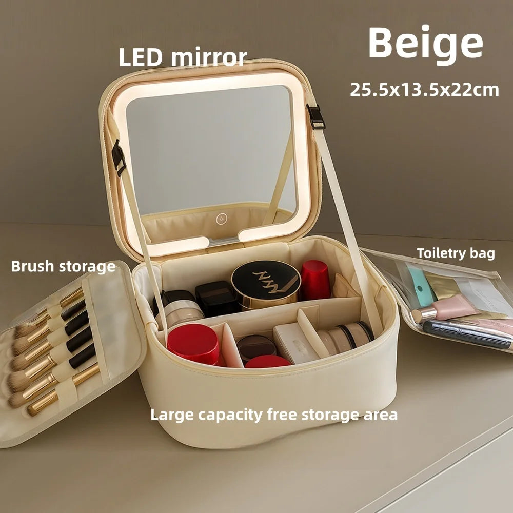 Premium LED Makeup Case with Mirror – Portable Lighted Cosmetic Travel Organizer