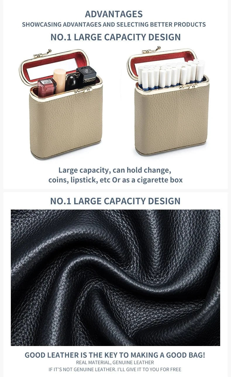 Mini Leather Makeup Case with Built‑In Mirror – Portable Lipstick & Cosmetic Storage