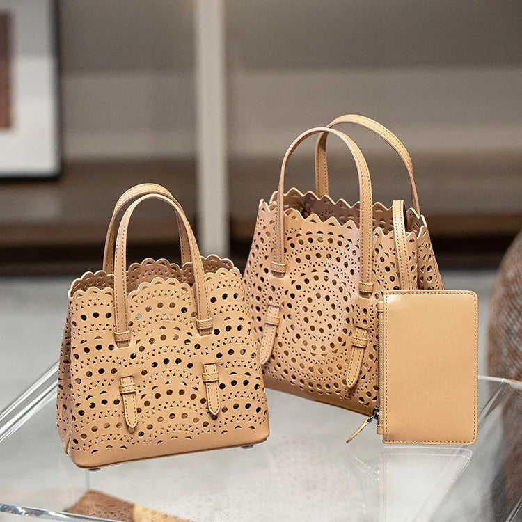 Artisan Hollow‑Cut Leather Bag – Modern Minimalist Everyday Carry 3 Sizes 10 Colours