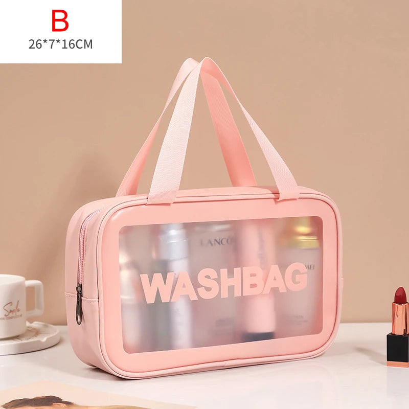 Portable Travel Wash Bag – Transparent Waterproof Makeup & Toiletry Organizer