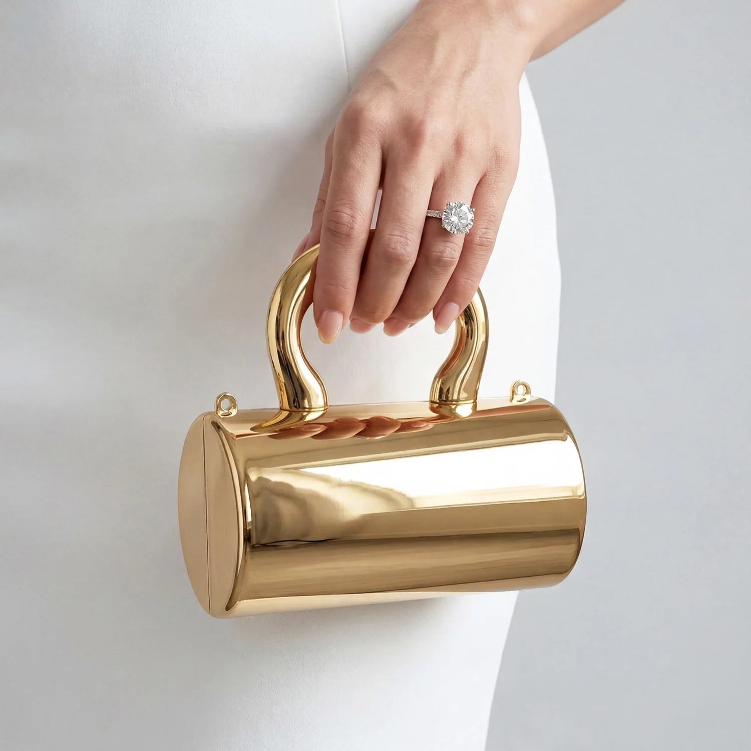 Stylish Designer Mini Acrylic Cylindrical Clutch – Evening Bag with Detachable Handle (6 Colours)
