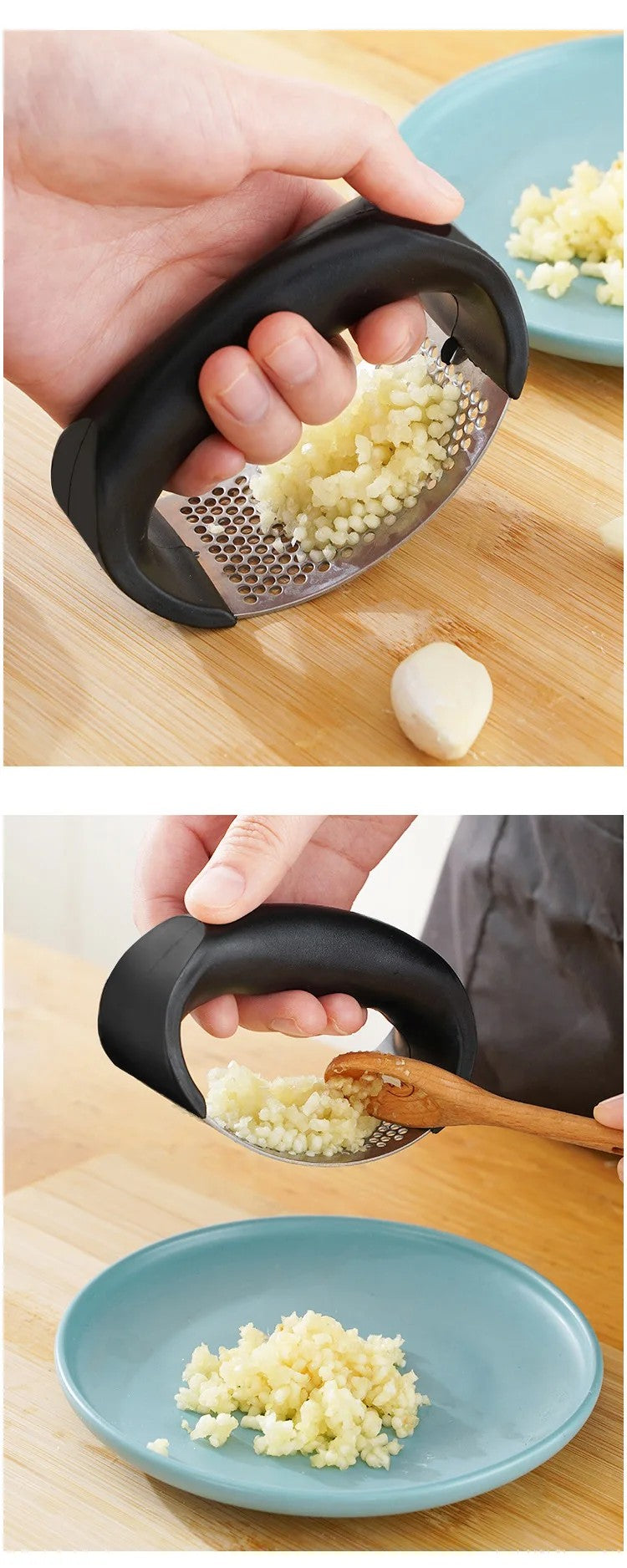 Stainless Steel Garlic Press - Kitchen Crusher Tool
