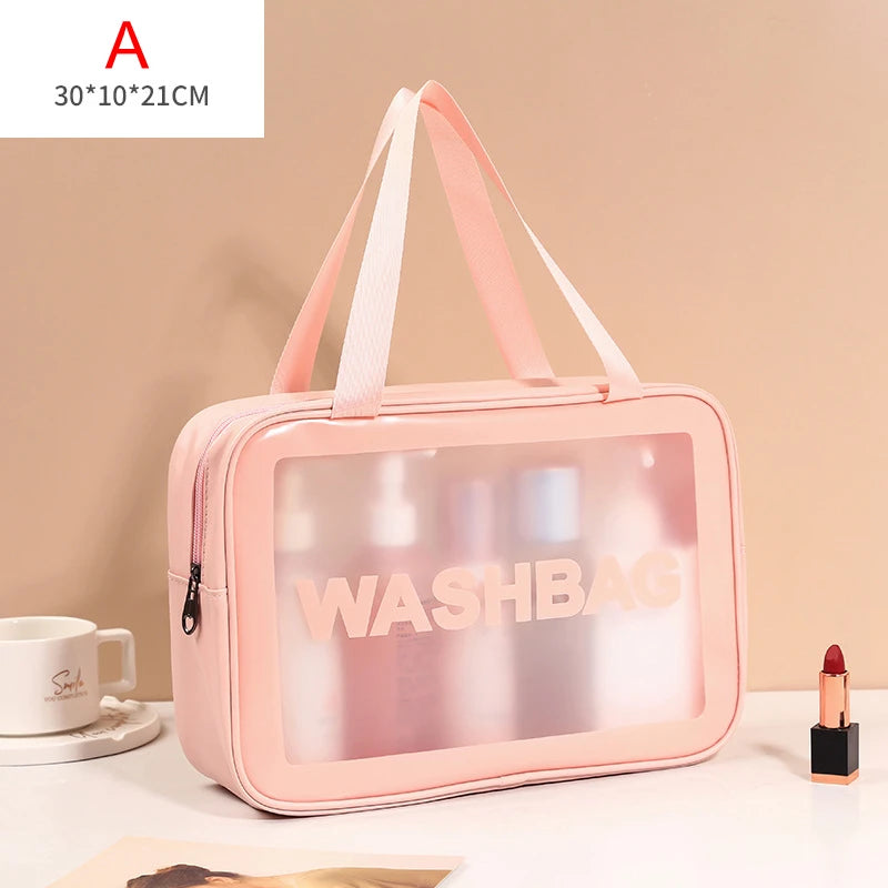Portable Travel Wash Bag – Transparent Waterproof Makeup & Toiletry Organizer