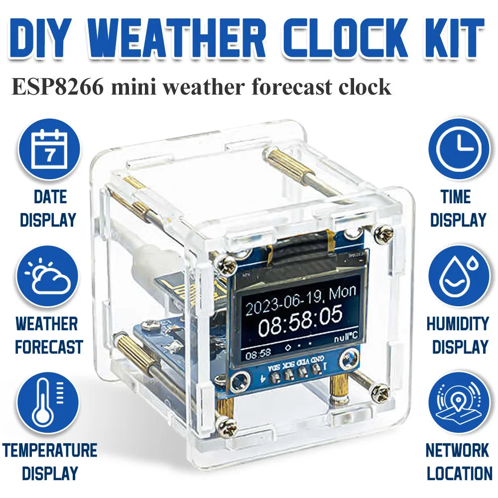 Mini DIY Weather Clock Kit – WiFi Soldering Project