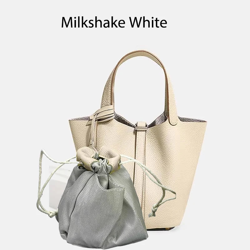 MENDY Genuine Leather Bucket Bag for Women