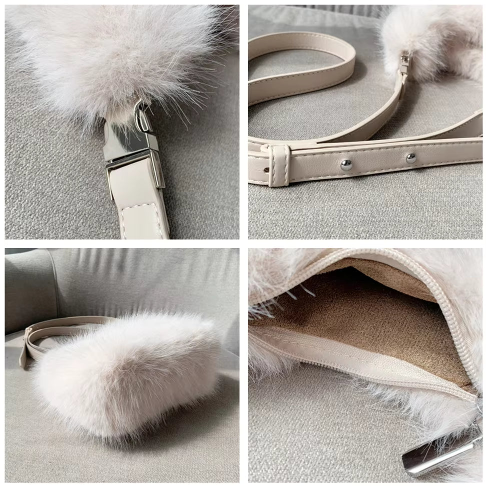 Luxury Faux Fur Shoulder Bag – Soft Plush Women’s Evening Clutch & Fluffy Crossbody Tote