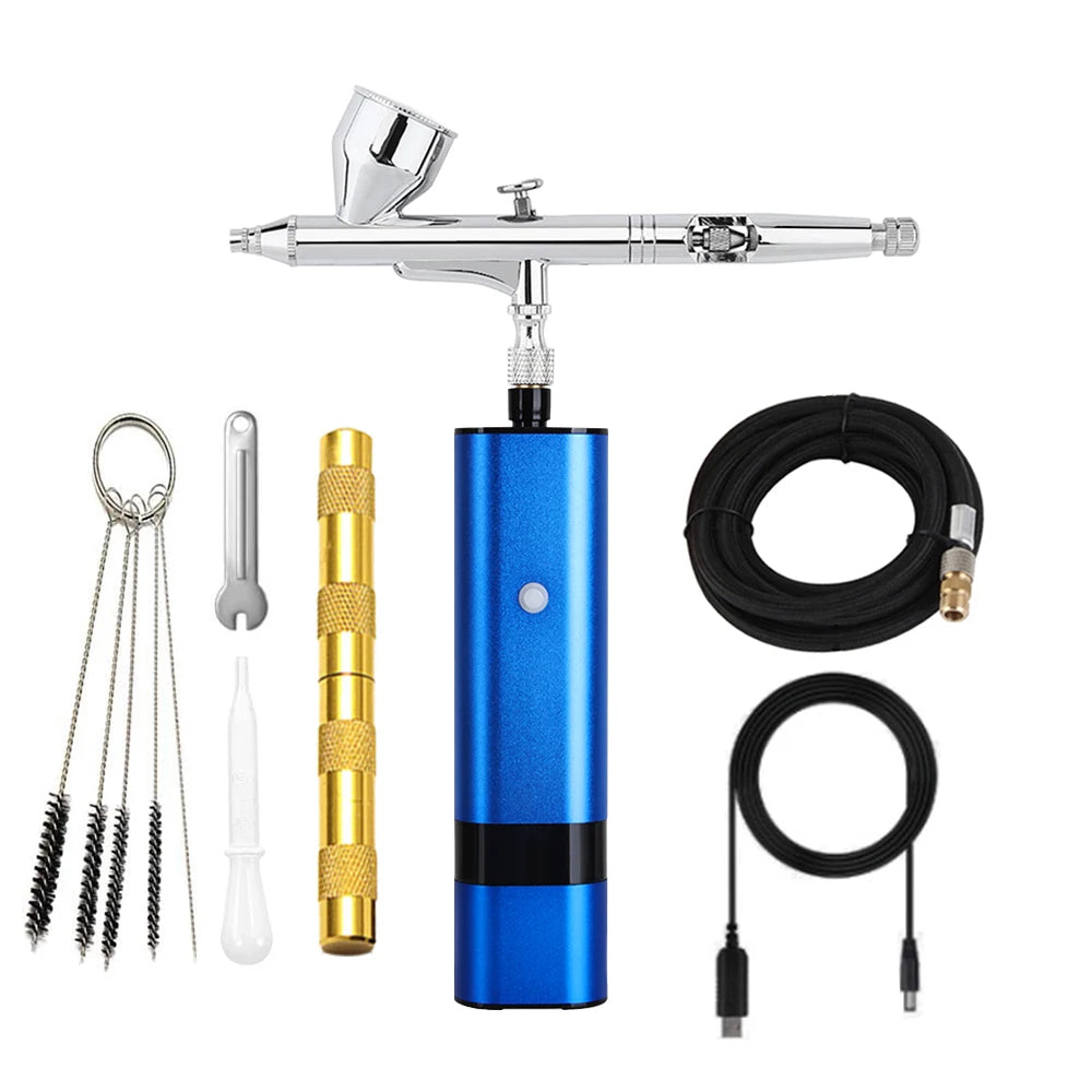 Mini Airbrush Kit Multiple Use with Compressor - Professional Spray System for Flawless Foundation & Nail Art