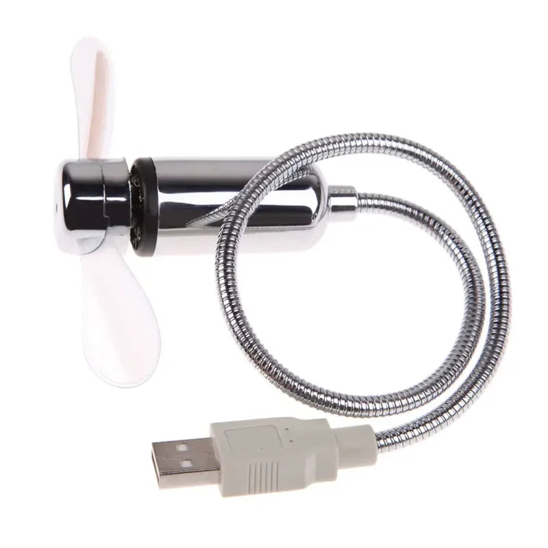 Mini USB Fan with LED Light & Clock – Flexible Desktop Gadget