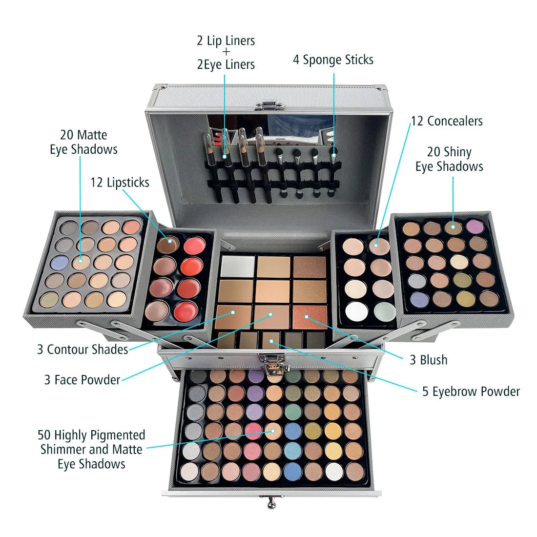 Full Mini Makeup Kit – Cosmetics Set with Travel Case