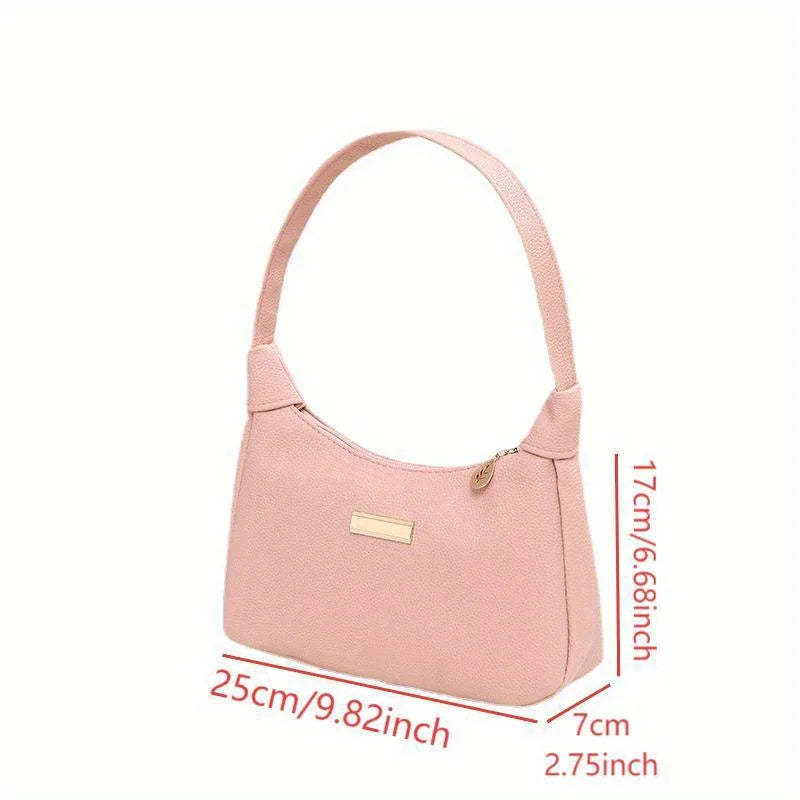 Sweet & Simple Lychee‑Texture Shoulder Bag – Korean‑Style Minimal Armpit Bag