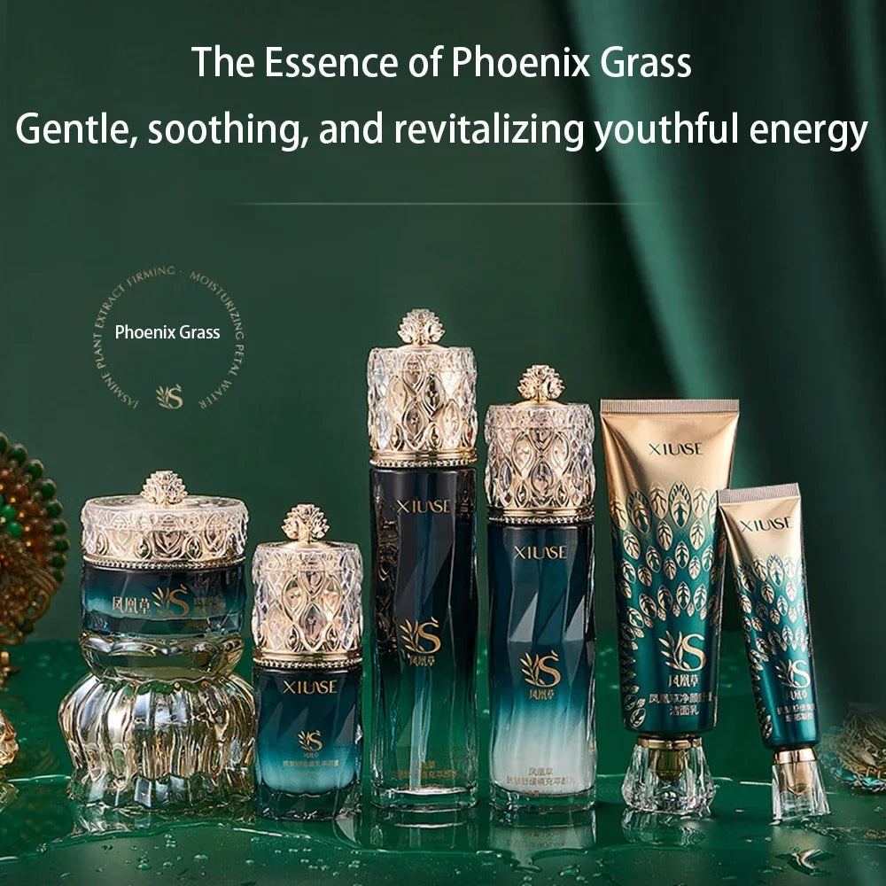 Phoenix Grass Soothing Face Care Set – Moisturizing Anti‑Aging Korean Skincare 6PCS