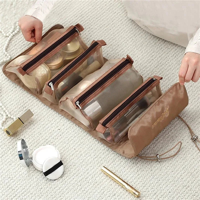 4‑in‑1 Detachable Cosmetic Bag – Portable Folding Makeup & Toiletry Organizer
