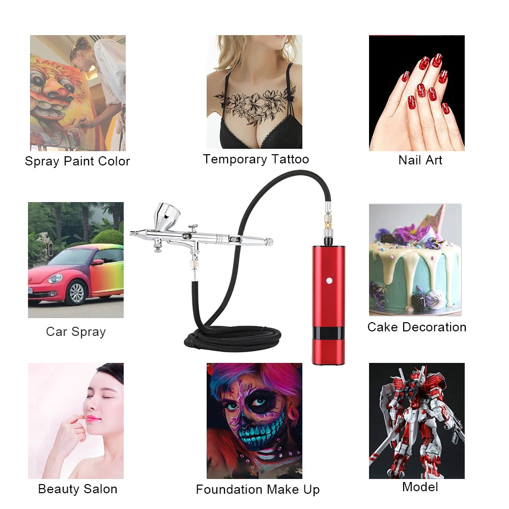 Mini Airbrush Kit Multiple Use with Compressor - Professional Spray System for Flawless Foundation & Nail Art