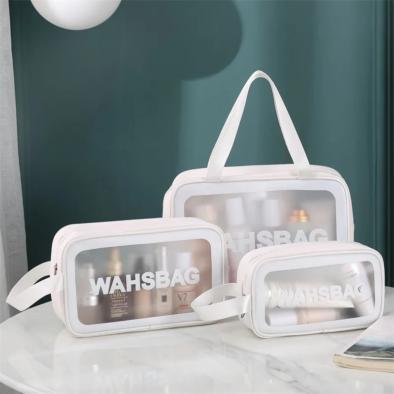 Portable Travel Wash Bag – Transparent Waterproof Makeup & Toiletry Organizer